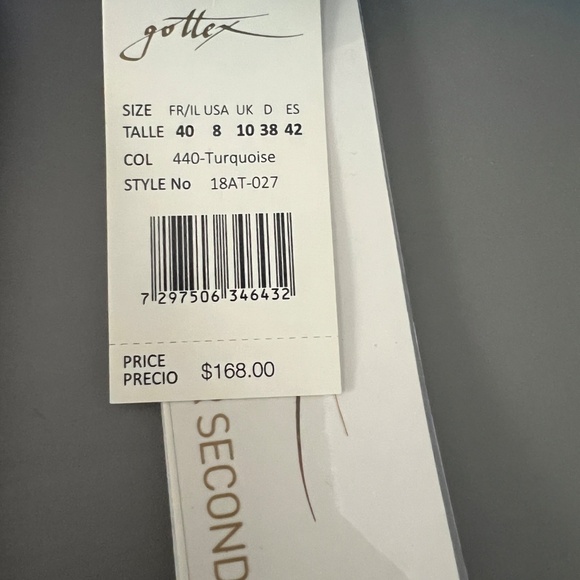 Gottex One-Piece Halter Swimsuit Turquoise Tie Waist NWT Size 8 - Picture 3 of 3